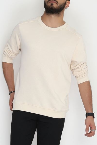 3 İplik Şardonsuz Erkek Sweat Bej - 42617.1878.