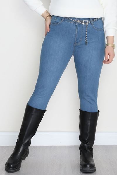 Büyük Beden Dar Paça Kot Pantolon Mavi2 - 42684.1836.