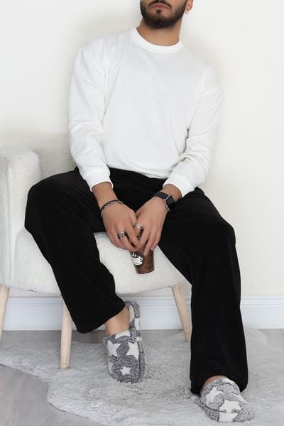 Cepli Polar Erkek Pijama Altı Siyah - 42736.1049.