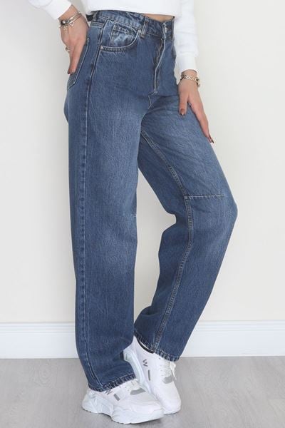Bel Tokalı Baggy Kot Pantolon Mavi - 42472.1606.