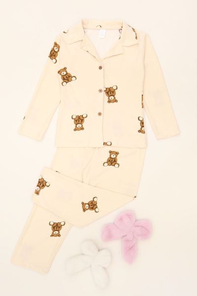 3-14 Yaş Baskılı Süet Çocuk Takım Bejayı - 480.1287.