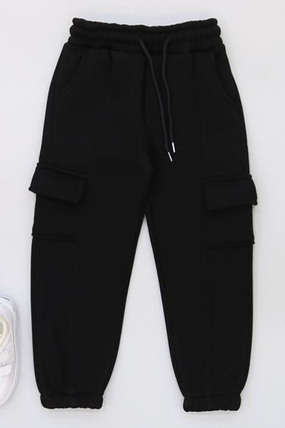 5-8 Yaş 3 İplik Şardonlu Eşofman Altı Siyah - 42656.1937.