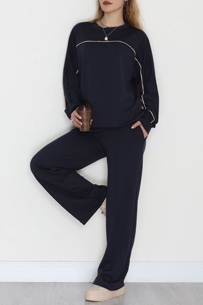 Biyeli Modal Kumaş Takım Lacivert - 4087.1247.