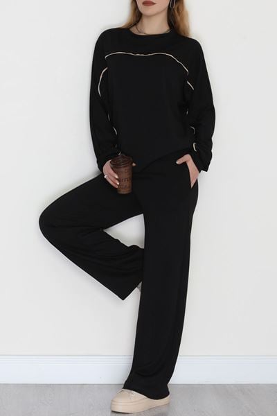 Biyeli Modal Kumaş Takım Siyah - 4087.1247.