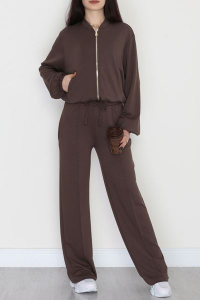 Fermuarlı Modal Ceketli Takım Acıkahve - 4097.1247.