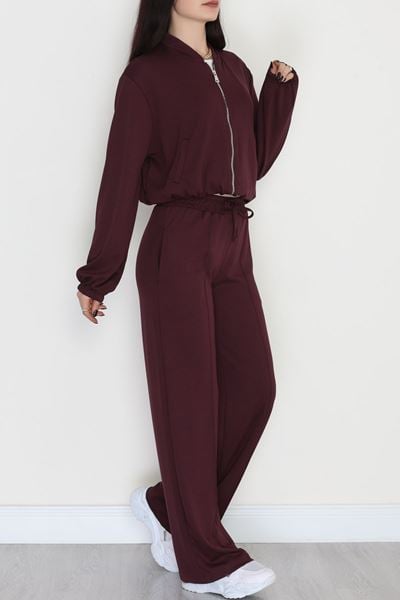 Fermuarlı Ceketli Takım Mürdüm - 4097.1247.