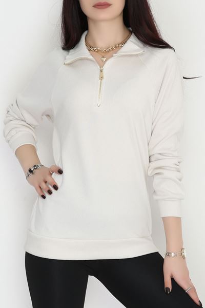 Yarım Fermuar Selanik Sweat Taş - 4111.1247.