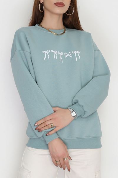 3 İplik Baskılı Sweat Mintbeyaz - 42243.1878.