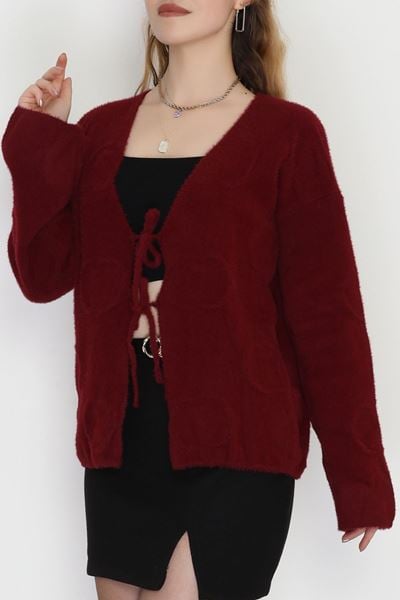 Bağlamalı Yumoş Hırka Bordo - 4045.1247.