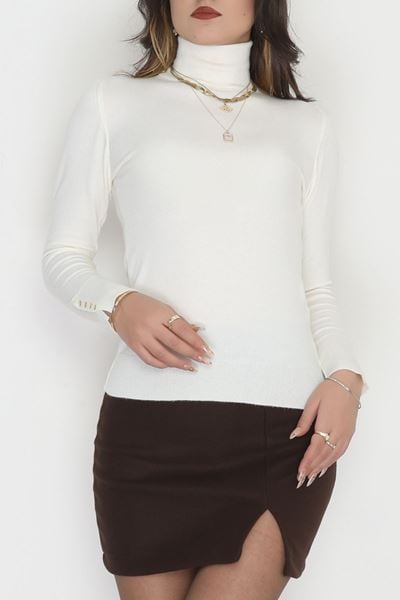 Viskon Elit Boğazlı Triko  Ekru - 31057.1766.