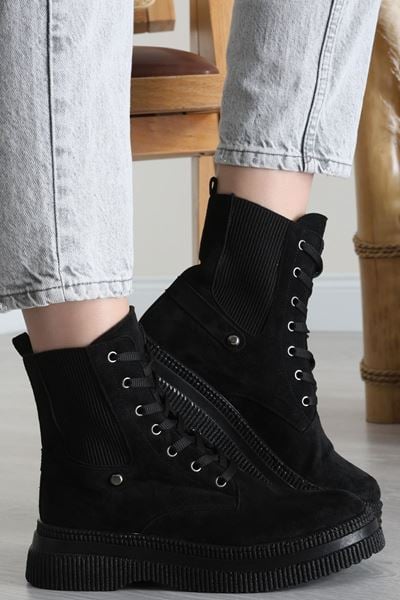 Lastik Detaylı Postal Bot Siyahsüet - 31623.264.