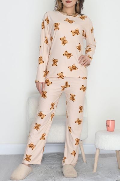 Süet Alt Üst Aynı Pijama Takımı Kremayı - 118.1287.