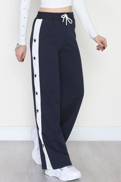 Özel Tasarım Nakışlı 2 İplik Eşofman Altı Lacivert - 70159.1857.