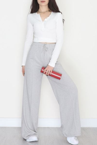 2 İplik Çımalı Eşofman Altı Gri - 52026.1857.