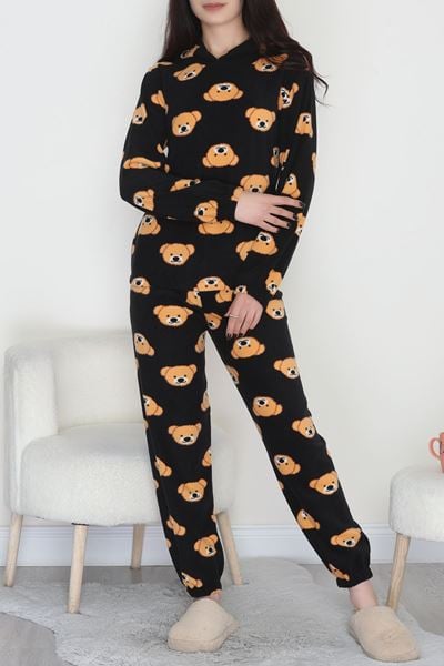 Kapşonlu Polar Takım Siyahayı - 344.1287.