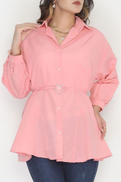 Kalp Detay Tunik Gömlek Pembe - 43562.1949.