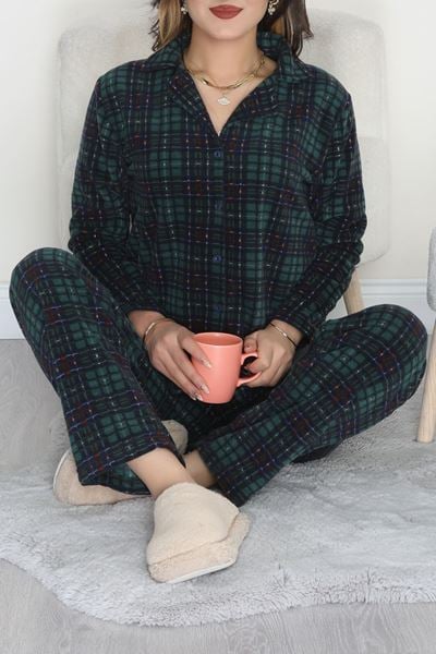 Önü Düğmeli Polar Takım Yeşilekose - 451.1287.