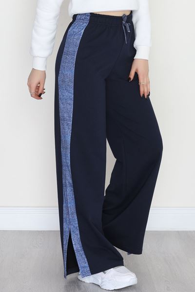 Kot Garnili Yırtmaçlı Eşofman Altı Lacivert - 30095.1857.