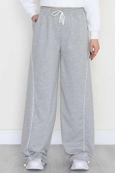 Paça Stoperli 2 İplik Eşofman Altı Gri - 50058.1857.