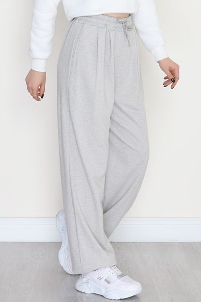 Paça Lastikli 2 İplik Pileli Eşofman Altı Gri - 52008.1857.