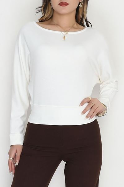 Oysho Kumaş Yarasa Kol Bluz Ekru - 31605.1977.