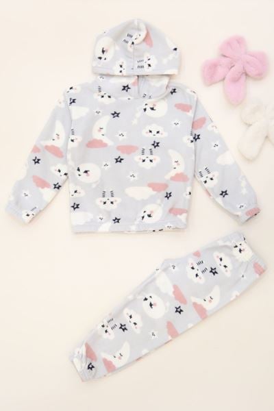 4-10 Yaş Polar Kapşonlu İkili Takım Gribulut - 52076.1776.