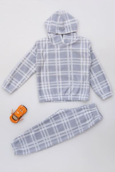 4-10 Yaş Polar Kapşonlu İkili Takım Gribeyaz - 52076.1776.