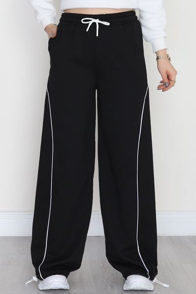 Paça Stoperli 2 İplik Eşofman Altı Siyah - 50058.1857.