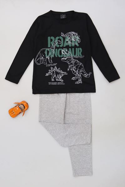 5-12 Yaş Erkek Süprem Pijama Takımı Siyahzümrüt - 42519.1048.