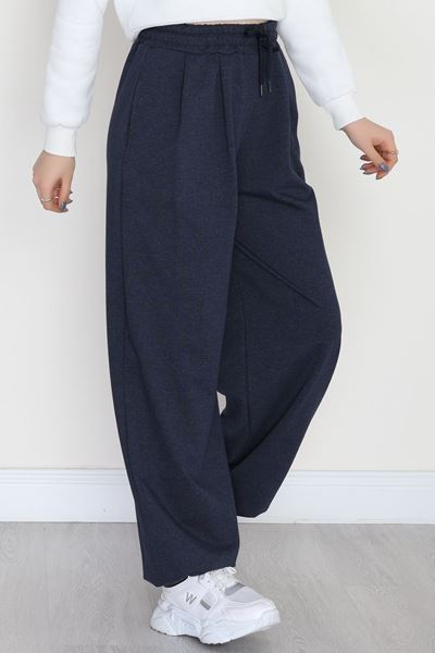 Paça Lastikli 2 İplik Pileli Eşofman Altı Lacivert - 52008.1857.