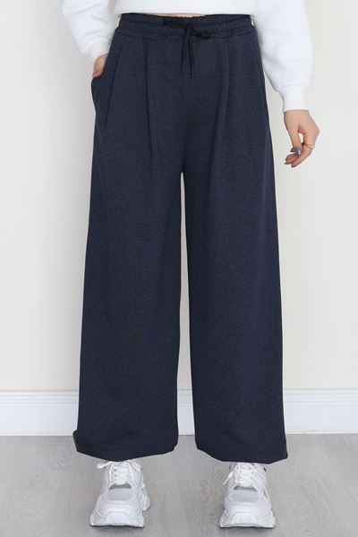 Paça Lastikli 2 İplik Pileli Eşofman Altı Lacivert - 52008.1857.