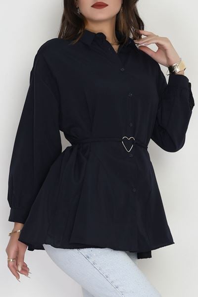Kalp Detay Tunik Gömlek Lacivert - 43562.1949.
