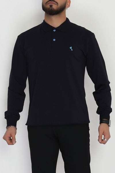 2 İplik Likralı Polo Yaka Erkek Sweat Koyulaci - 42743.2087.