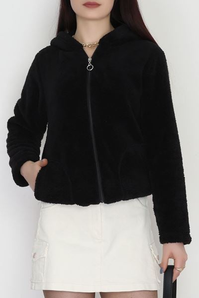 Welsoft Kumaş Kapşonlu Ceket Siyah - 51608.107.