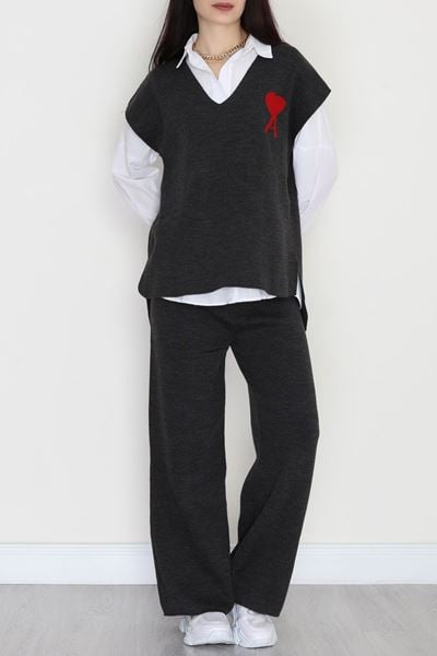 Baskılı Triko Takım Antrasit - 7109.1247.