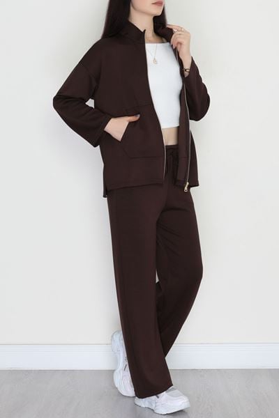 Fermuarlı Modal Kumaş Takım Acıkahve - 4132.1247.