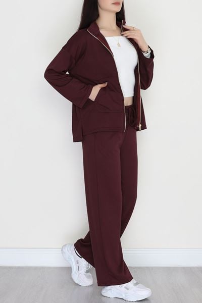 Fermuarlı Modal Kumaş Takım Mürdüm - 4132.1247.