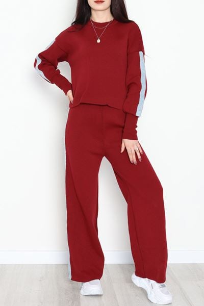 Denim Detay Triko Takım Bordo - 51087.1765.
