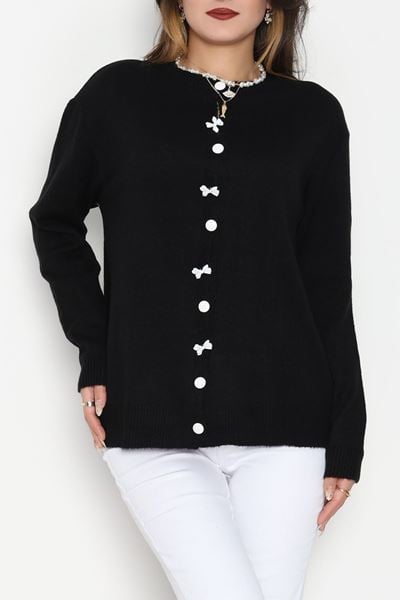 Fiyonk Detay Triko Hırka Siyah - 2396.1247.