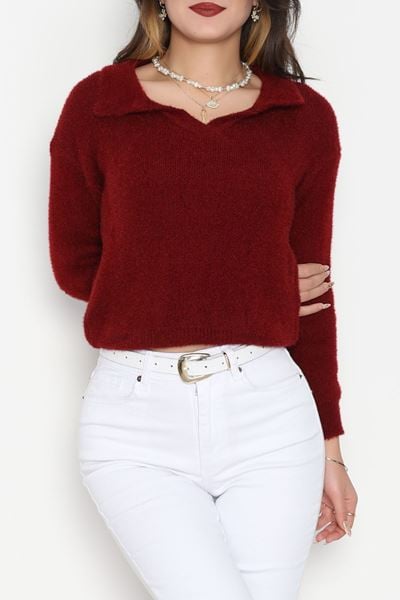 Yumuşak Dokulu Triko Bordo - 51109.1765.