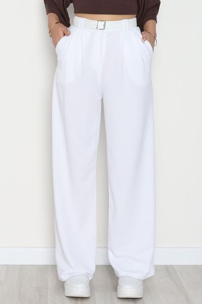 Zra Krep Palazzo Pantolon Beyaz - 30777.1865.