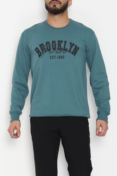 2 İplik Baskılı Erkek Sweat Mint - 42780.2087.