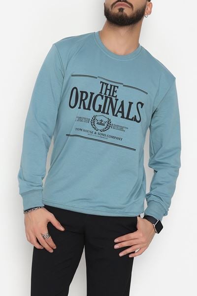 2 İplik Baskılı Erkek Sweat Mint - 42779.2087.