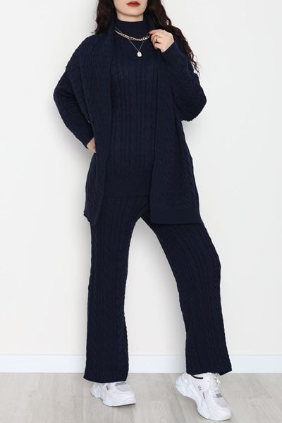 Atkılı 3'Lü Triko Takım Lacivert - 2288.1247.