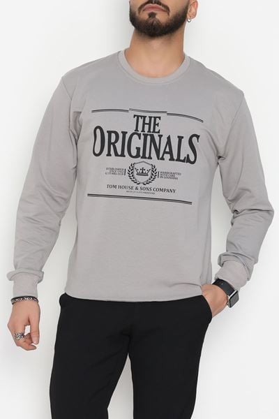 2 İplik Baskılı Erkek Sweat Gri - 42779.2087.