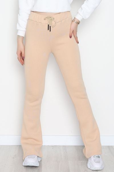 3 İplik İspanyol Paça Eşofman Altı Bej - 42522.1878.