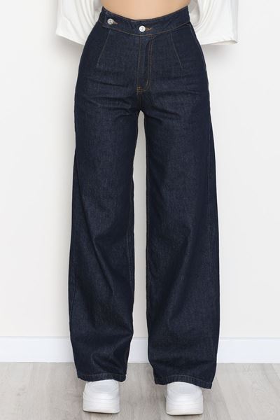 Lazer Kesim Palazzo Kot Pantolon Koyumavi - 42689.1836.