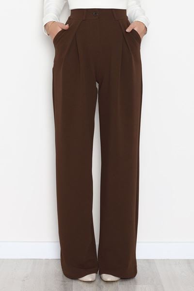 Pileli Palazzo Pantolon Acıkahve - 51047.1999.