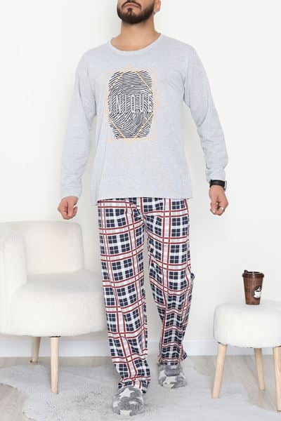 Erkek Pijama Takımı Grikırmızı - 53544.1838.