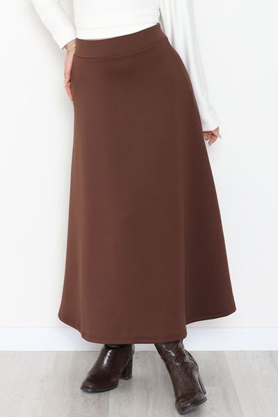 Puf Scuba Kumaş Uzun Etek Kahve - 51104.1355.